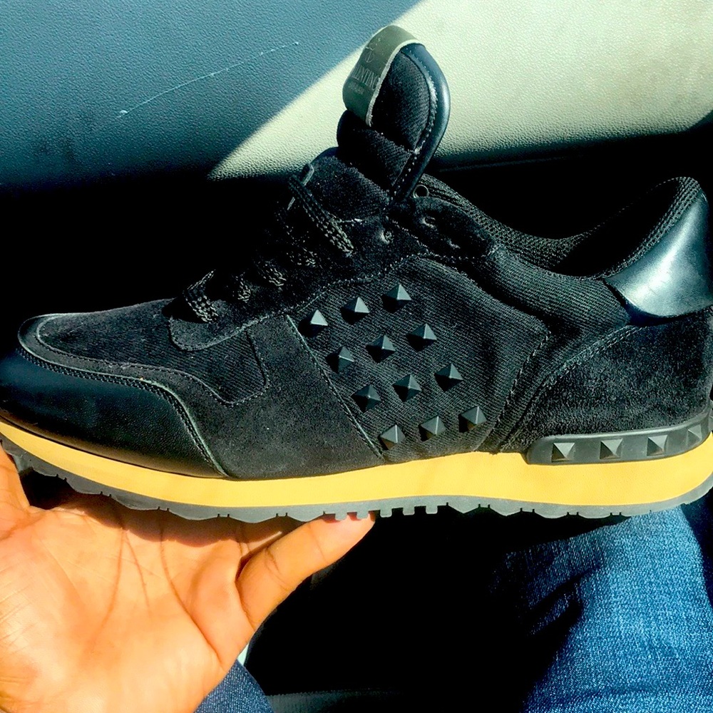 Black and Tan bottom Valentino sneakers